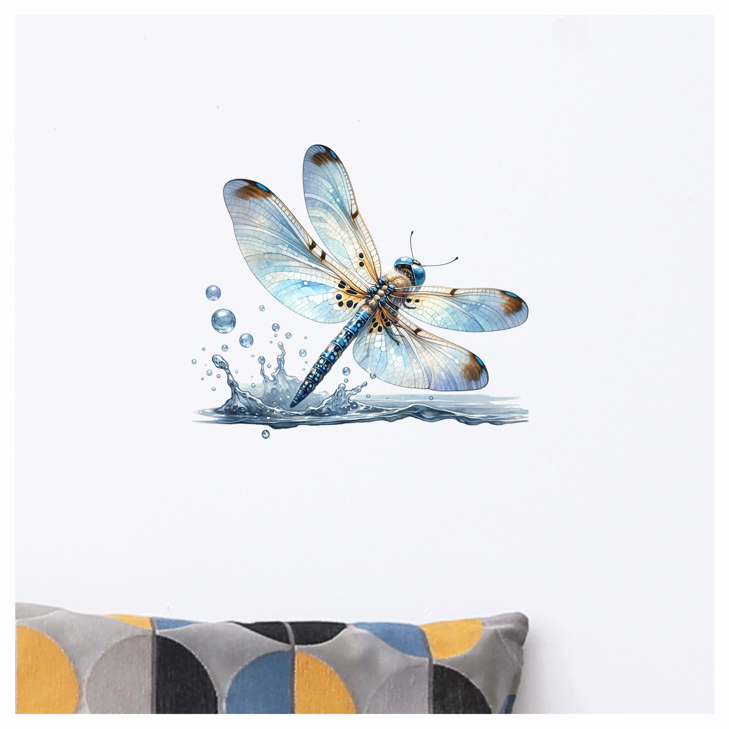 Dragonfly Blue Water Splash Vinyl Sticker Decal