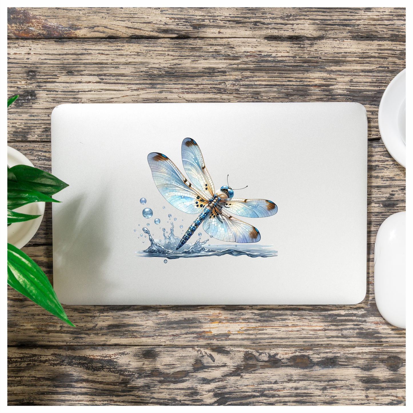 Dragonfly Blue Water Splash Vinyl Sticker Decal