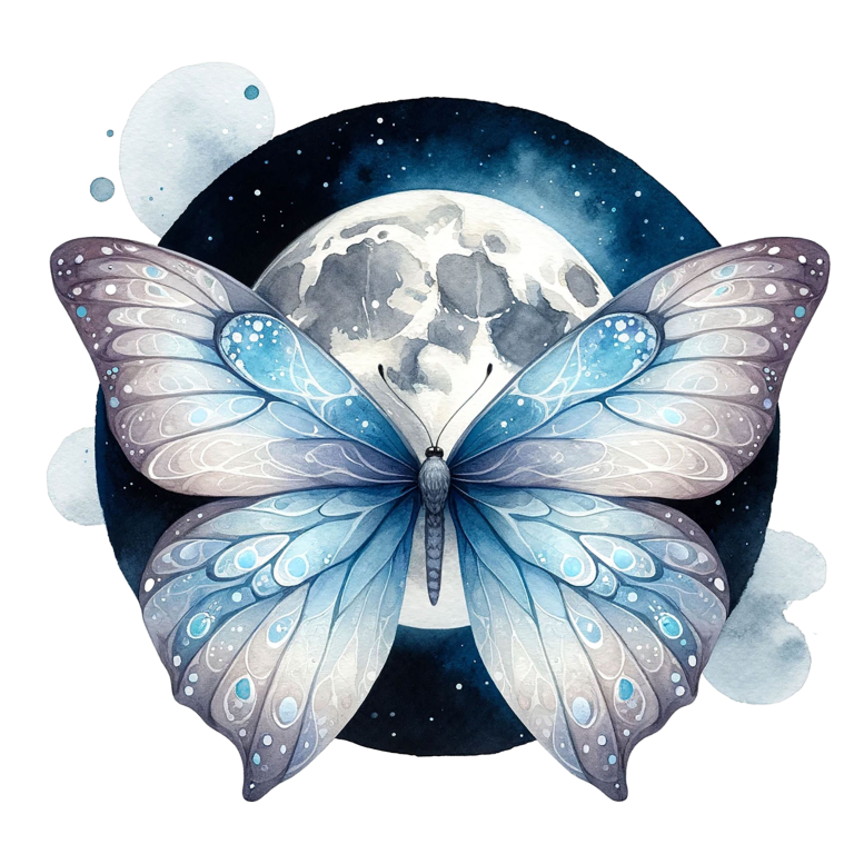 Butterfly Moon Blue Night Sky Vinyl Sticker Decal