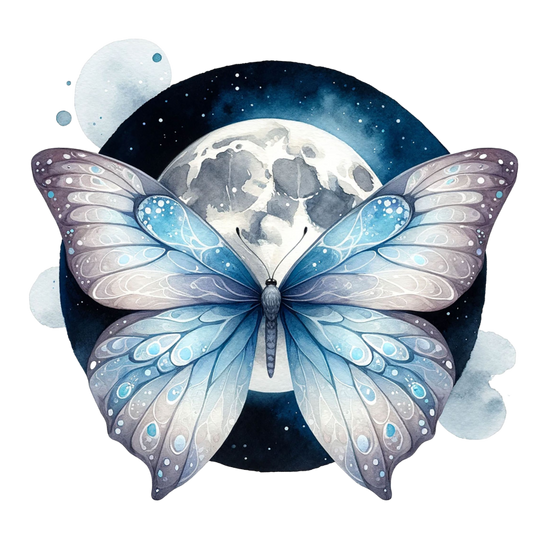 Butterfly Moon Blue Night Sky Vinyl Sticker Decal