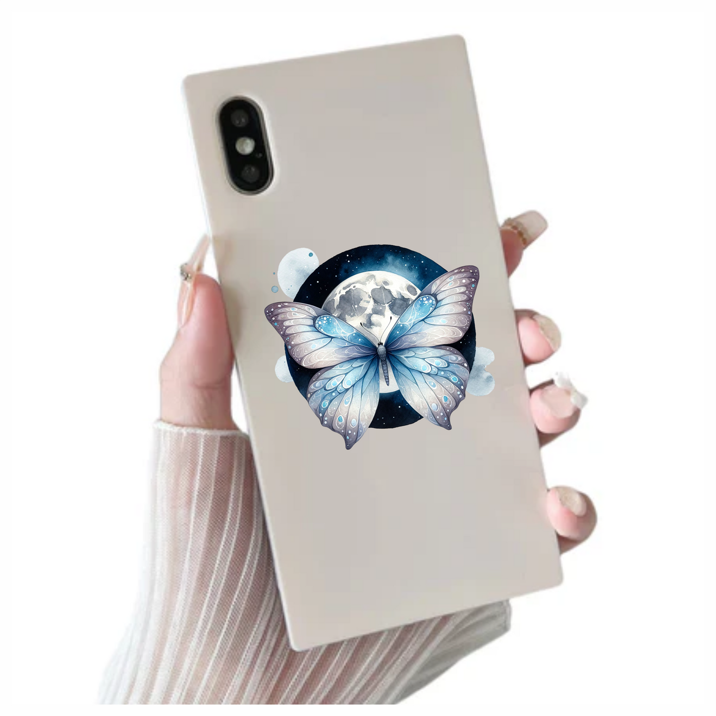 Butterfly Moon Blue Night Sky Vinyl Sticker Decal