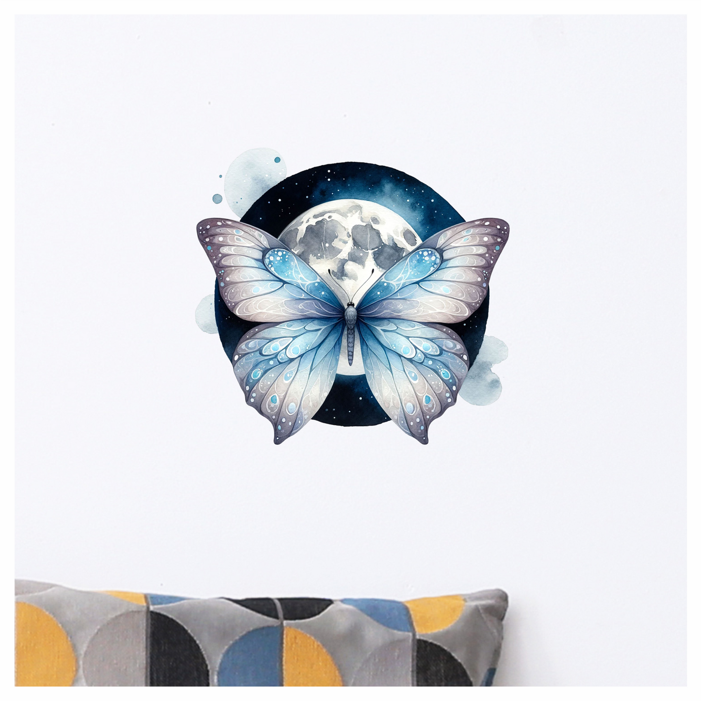 Butterfly Moon Blue Night Sky Vinyl Sticker Decal