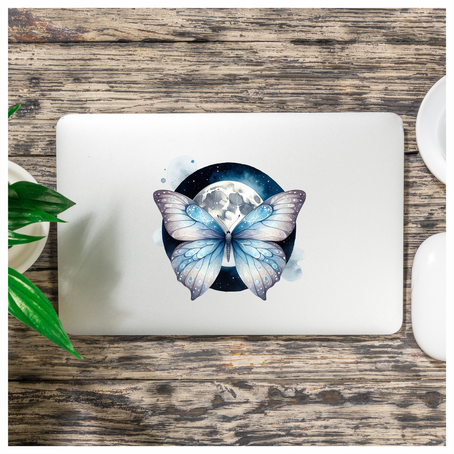 Butterfly Moon Blue Night Sky Vinyl Sticker Decal