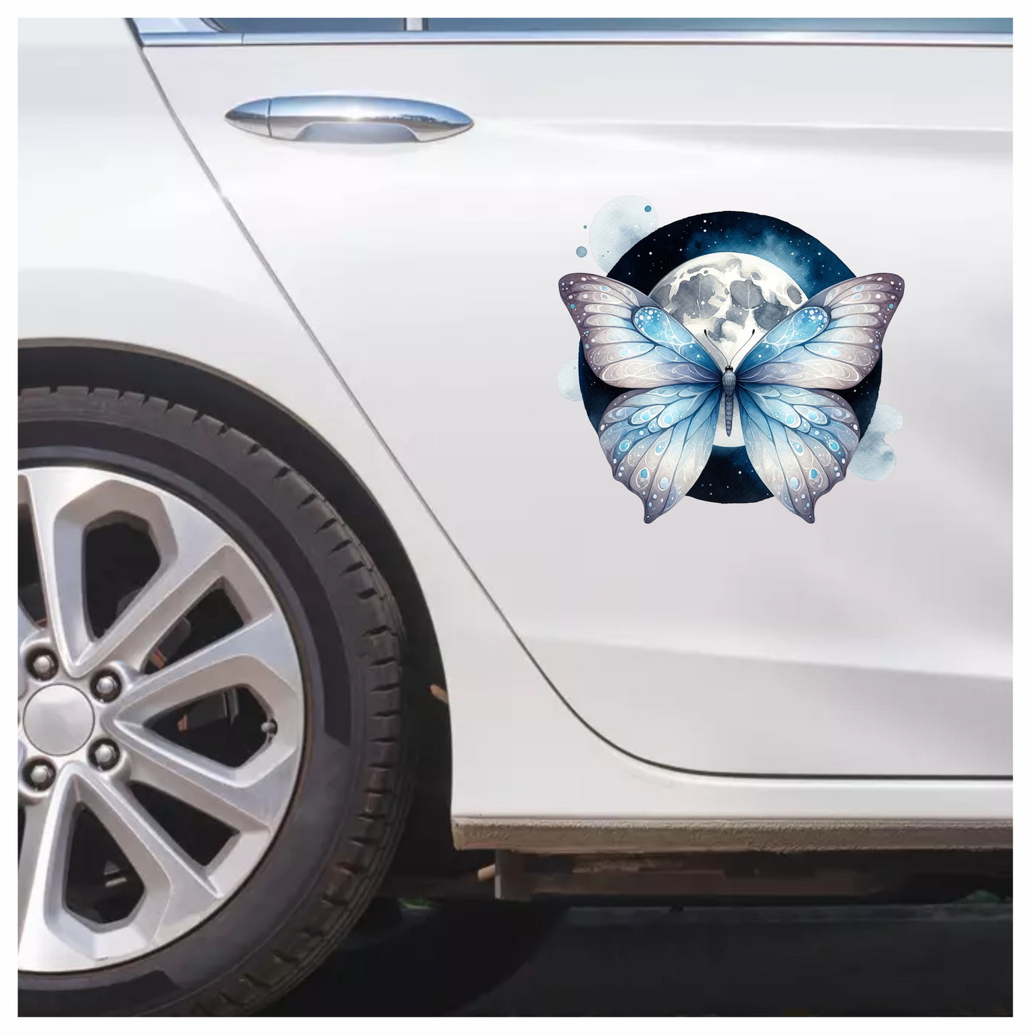 Butterfly Moon Blue Night Sky Vinyl Sticker Decal