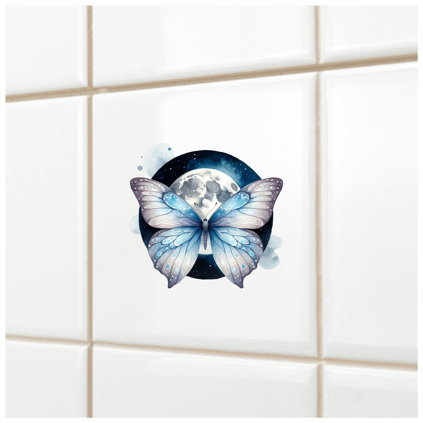 Butterfly Moon Blue Night Sky Vinyl Sticker Decal