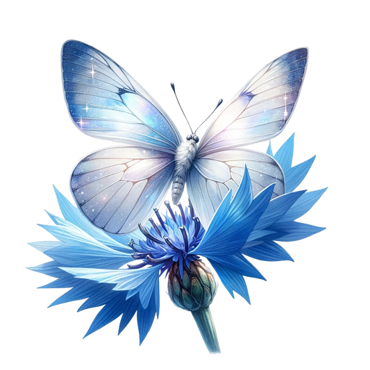 Butterfly Blue Flower Nature Insect Wings Sparkle Vinyl Sticker Decal