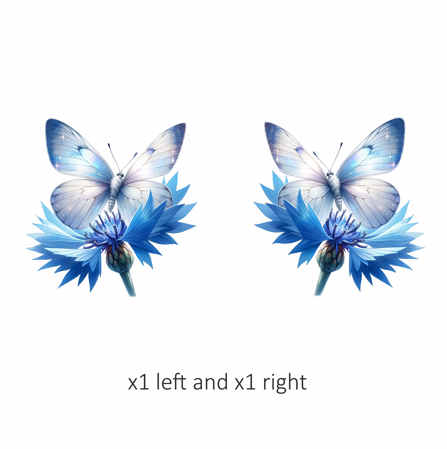 Butterfly Blue Flower Nature Insect Wings Sparkle Vinyl Sticker Decal