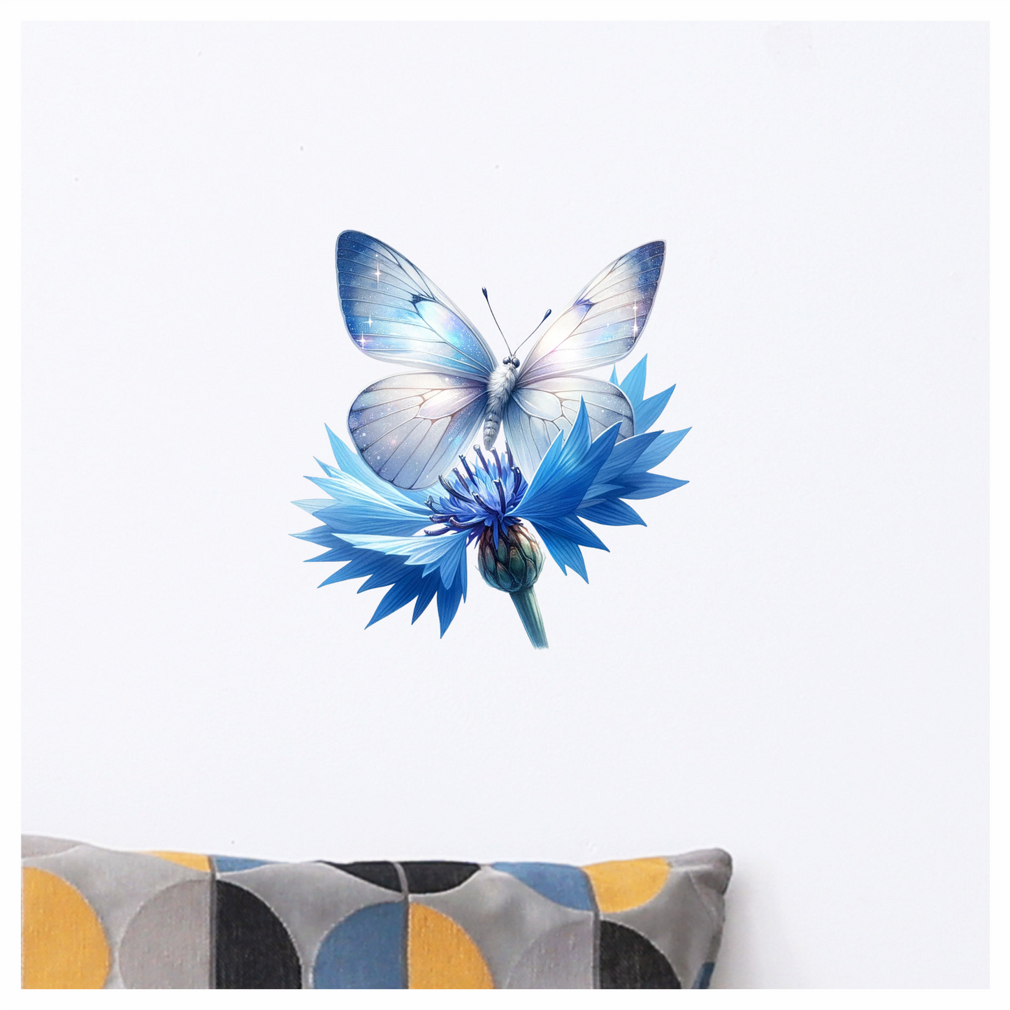 Butterfly Blue Flower Nature Insect Wings Sparkle Vinyl Sticker Decal