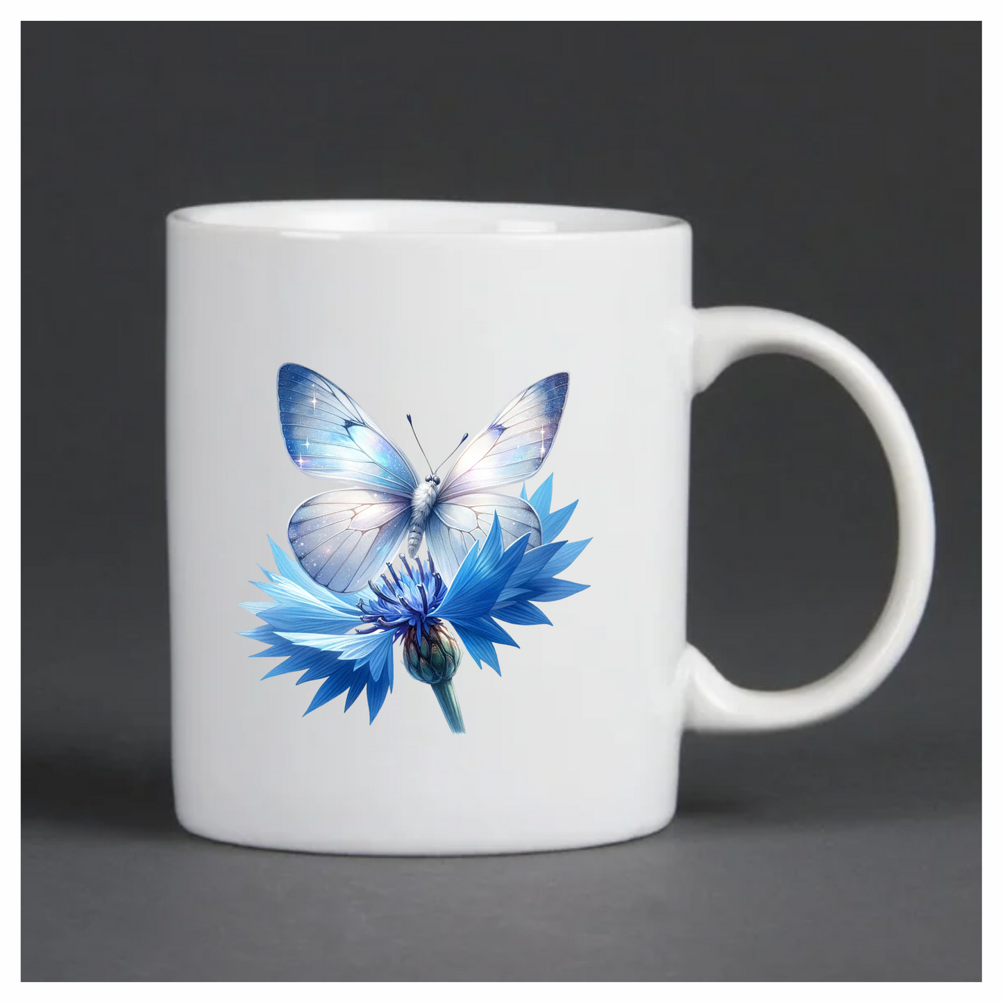 Butterfly Blue Flower Nature Insect Wings Sparkle Vinyl Sticker Decal