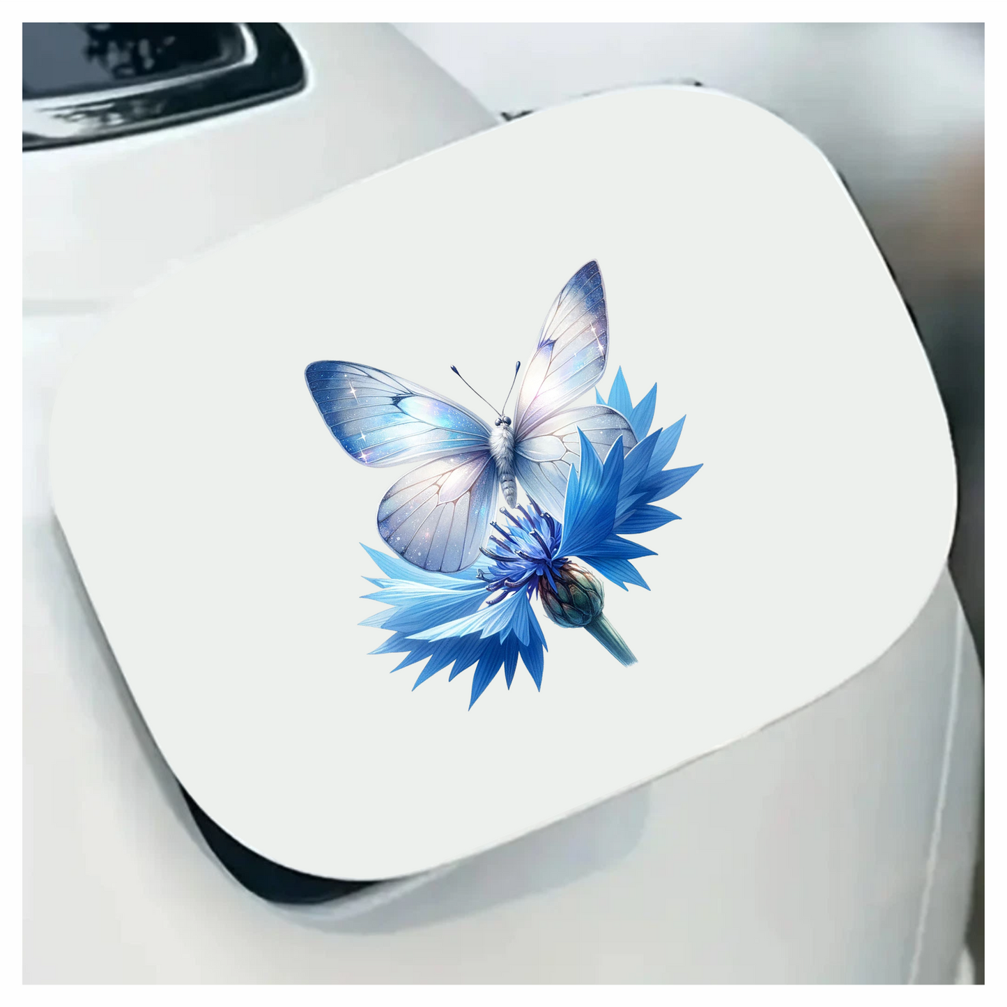 Butterfly Blue Flower Nature Insect Wings Sparkle Vinyl Sticker Decal