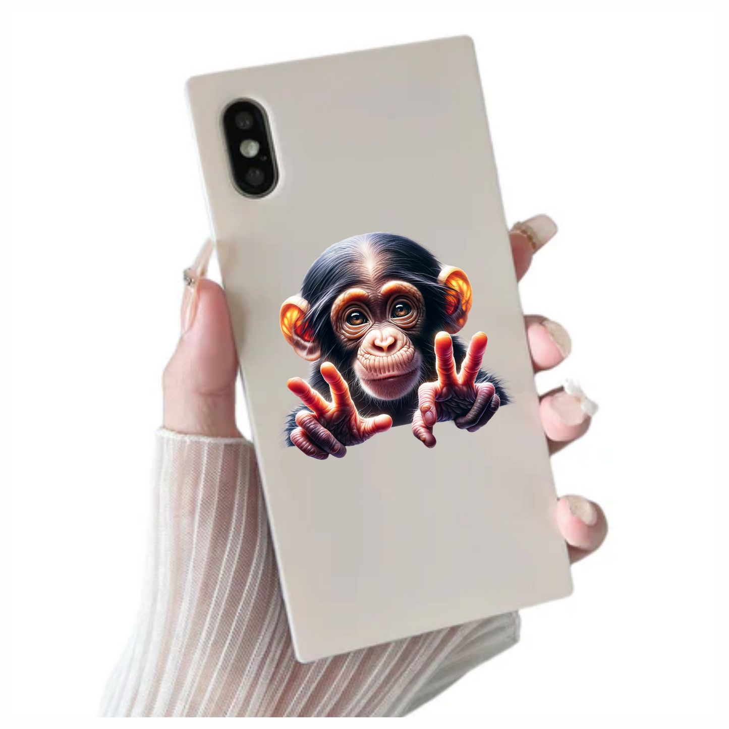 Monkey Brown Fur Cute Eyes Peace Vinyl Sticker Decal