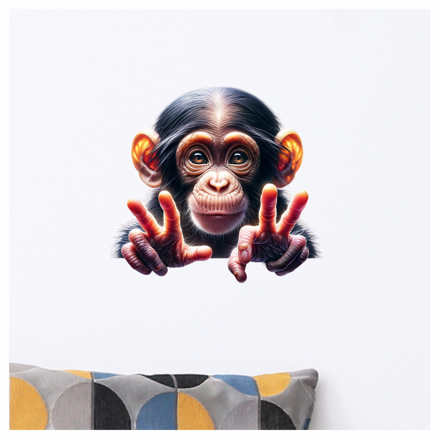 Monkey Brown Fur Cute Eyes Peace Vinyl Sticker Decal