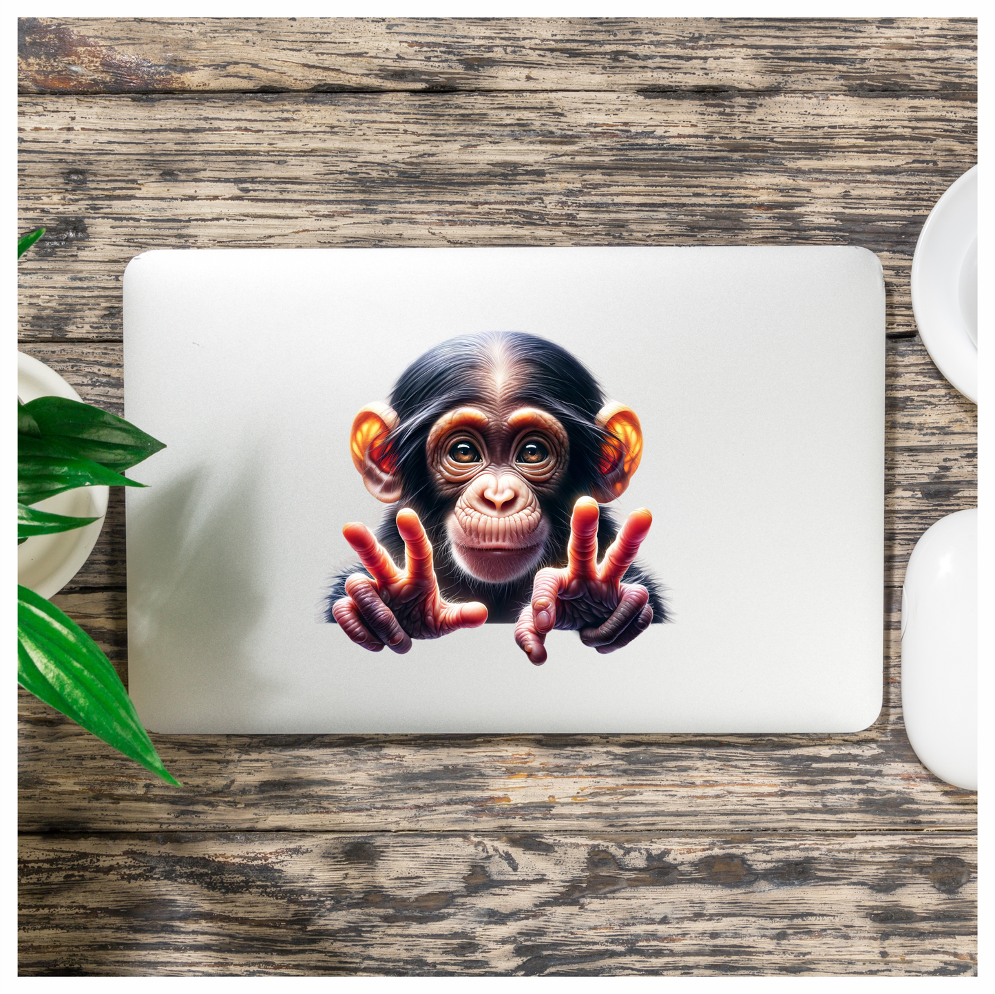 Monkey Brown Fur Cute Eyes Peace Vinyl Sticker Decal