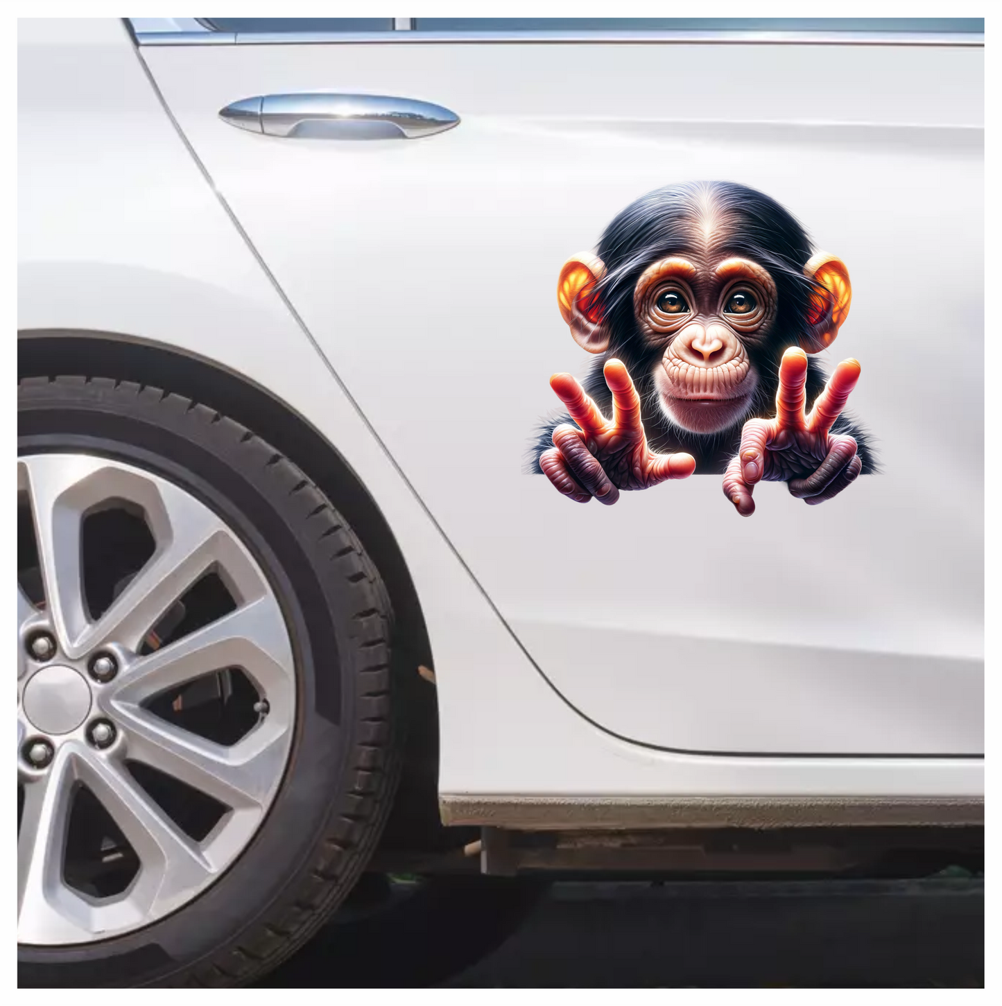 Monkey Brown Fur Cute Eyes Peace Vinyl Sticker Decal