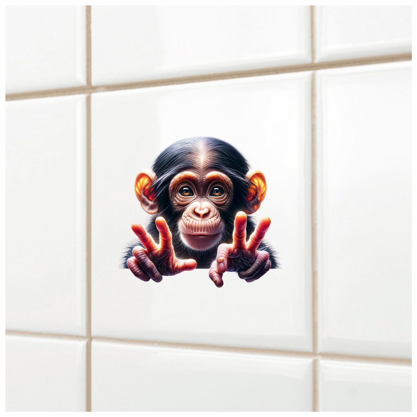Monkey Brown Fur Cute Eyes Peace Vinyl Sticker Decal