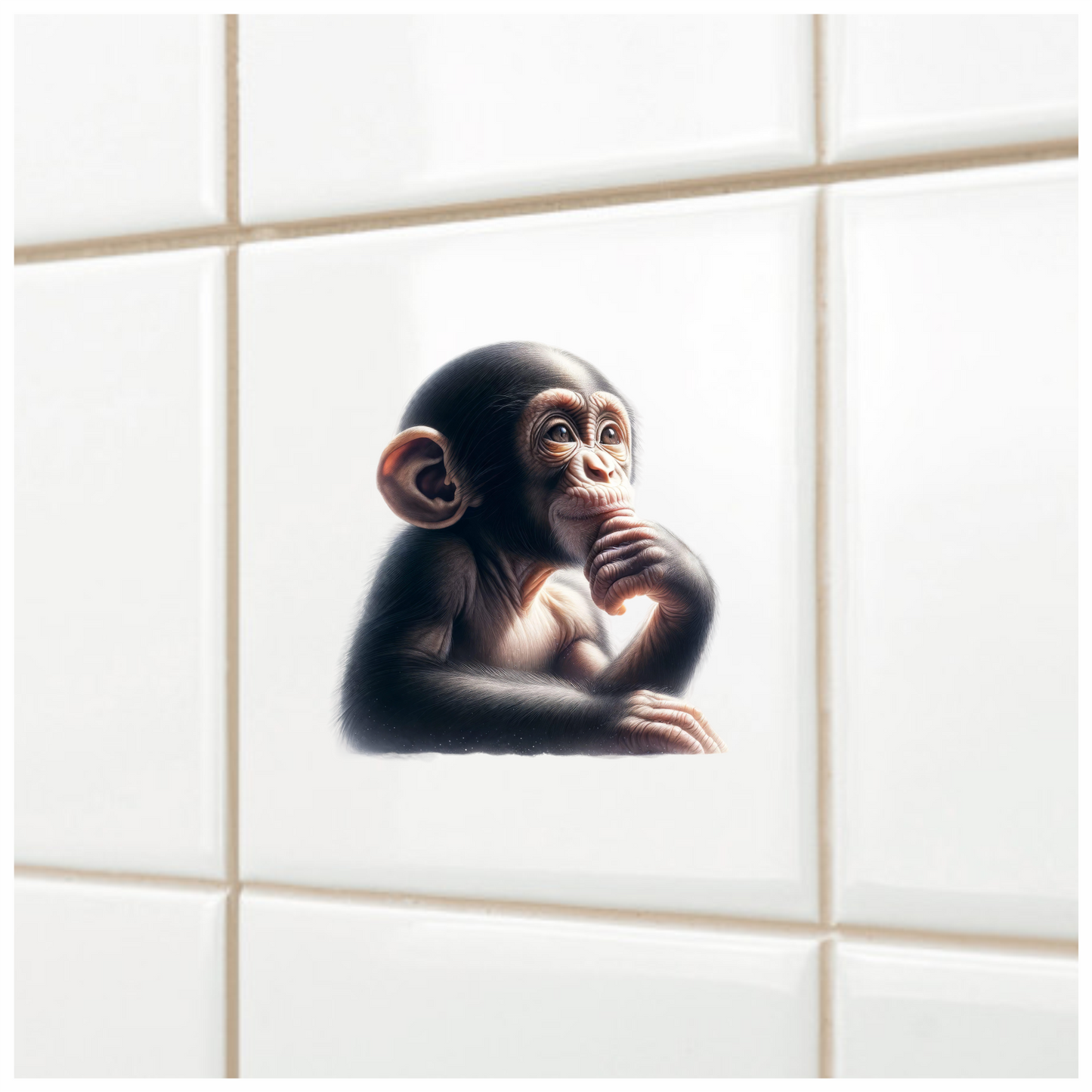Monkey Black Thoughtful Animal Vinyl Sticker Decal