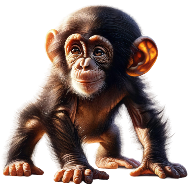 Chimpanzee Brown Fur Sitting Relaxed Vinyl Sticker Decal