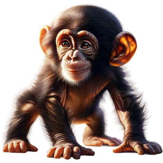 Chimpanzee Brown Fur Sitting Relaxed Vinyl Sticker Decal