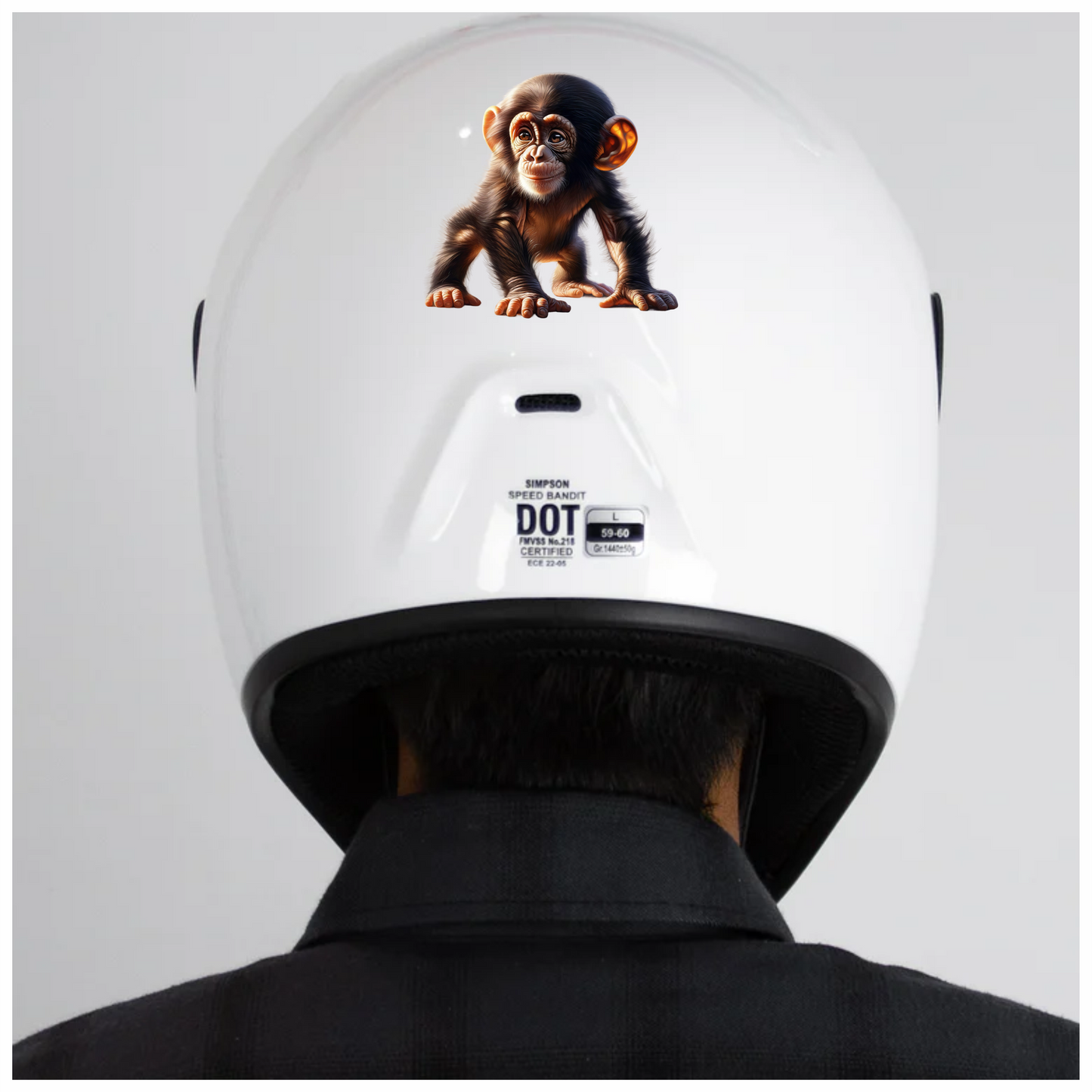 Chimpanzee Brown Fur Sitting Relaxed Vinyl Sticker Decal
