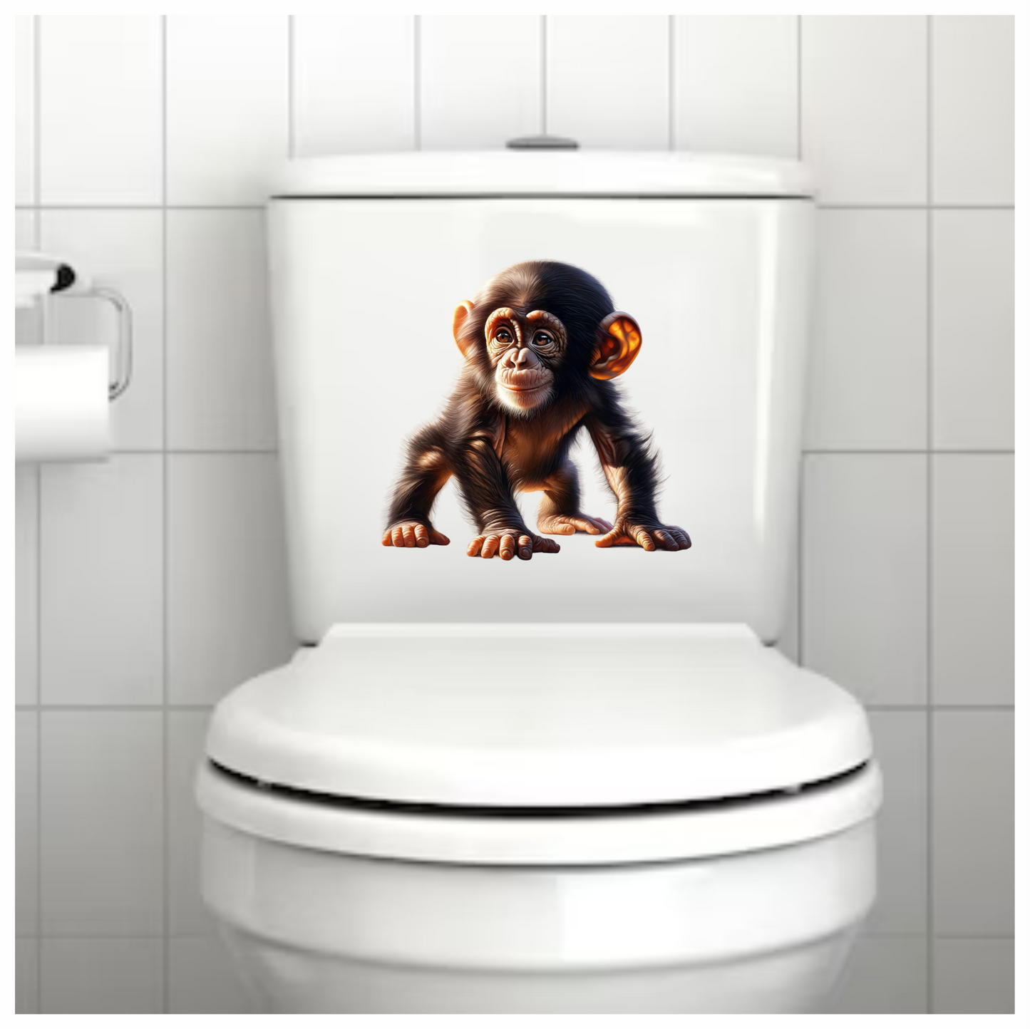 Chimpanzee Brown Fur Sitting Relaxed Vinyl Sticker Decal