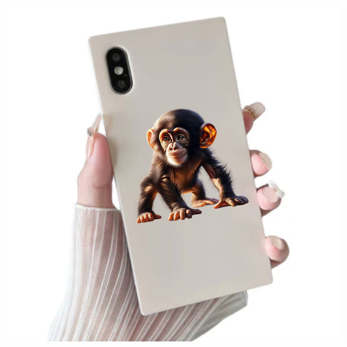 Chimpanzee Brown Fur Sitting Relaxed Vinyl Sticker Decal