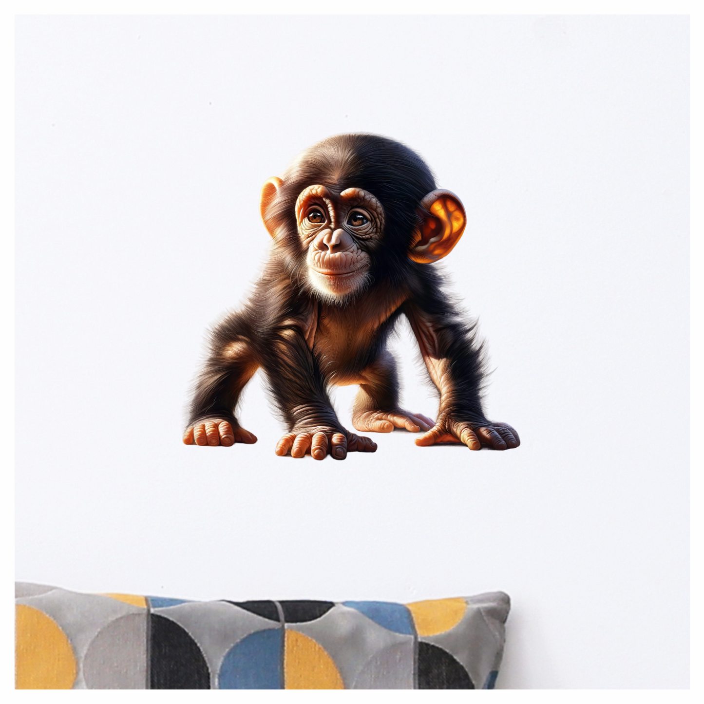 Chimpanzee Brown Fur Sitting Relaxed Vinyl Sticker Decal