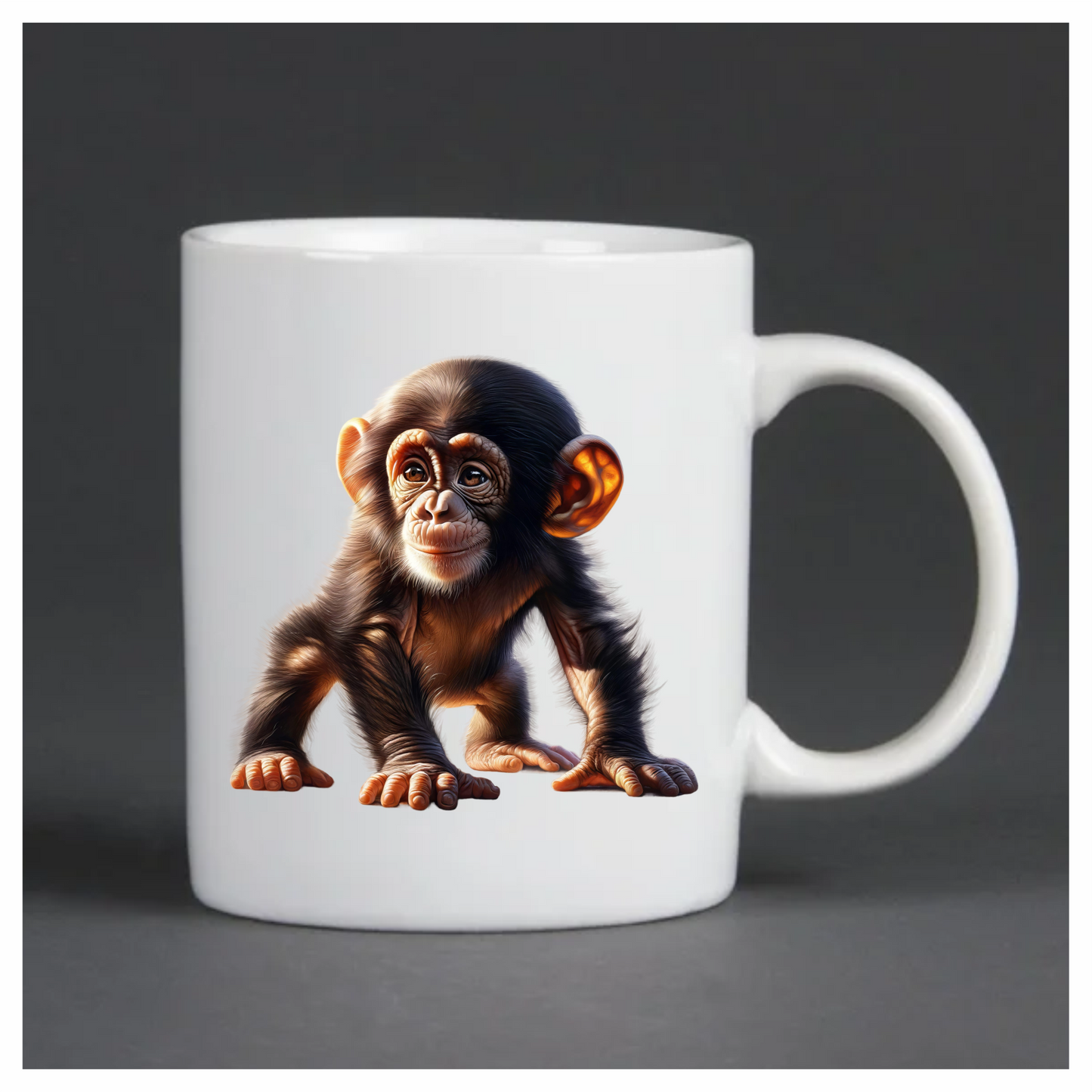 Chimpanzee Brown Fur Sitting Relaxed Vinyl Sticker Decal