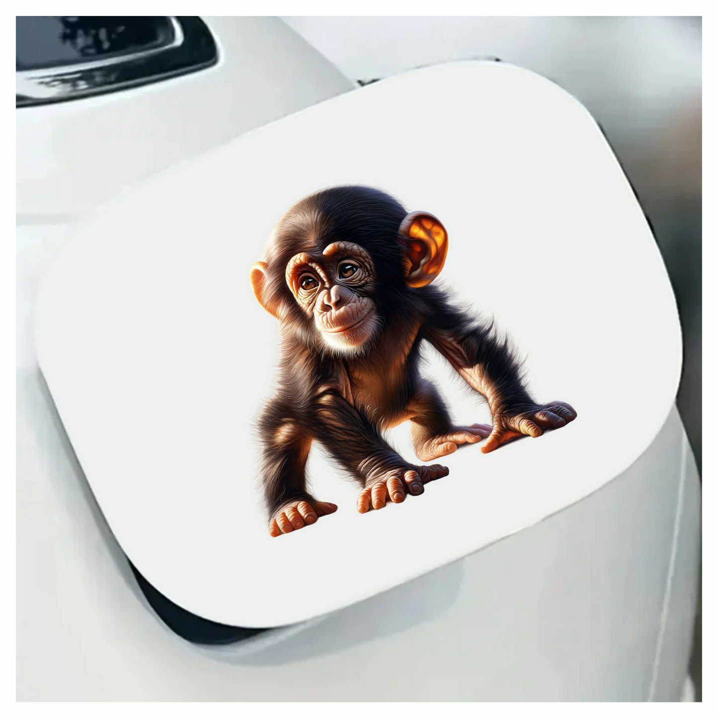 Chimpanzee Brown Fur Sitting Relaxed Vinyl Sticker Decal