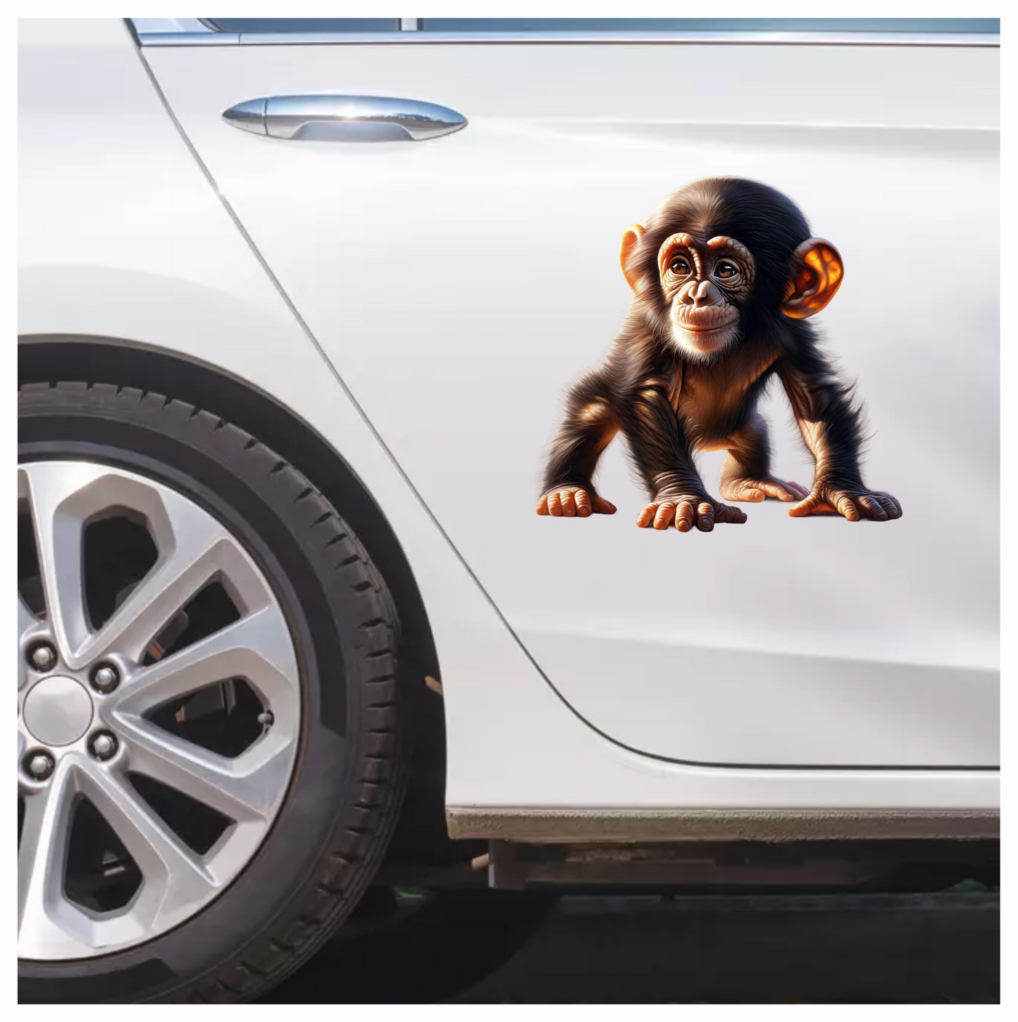 Chimpanzee Brown Fur Sitting Relaxed Vinyl Sticker Decal