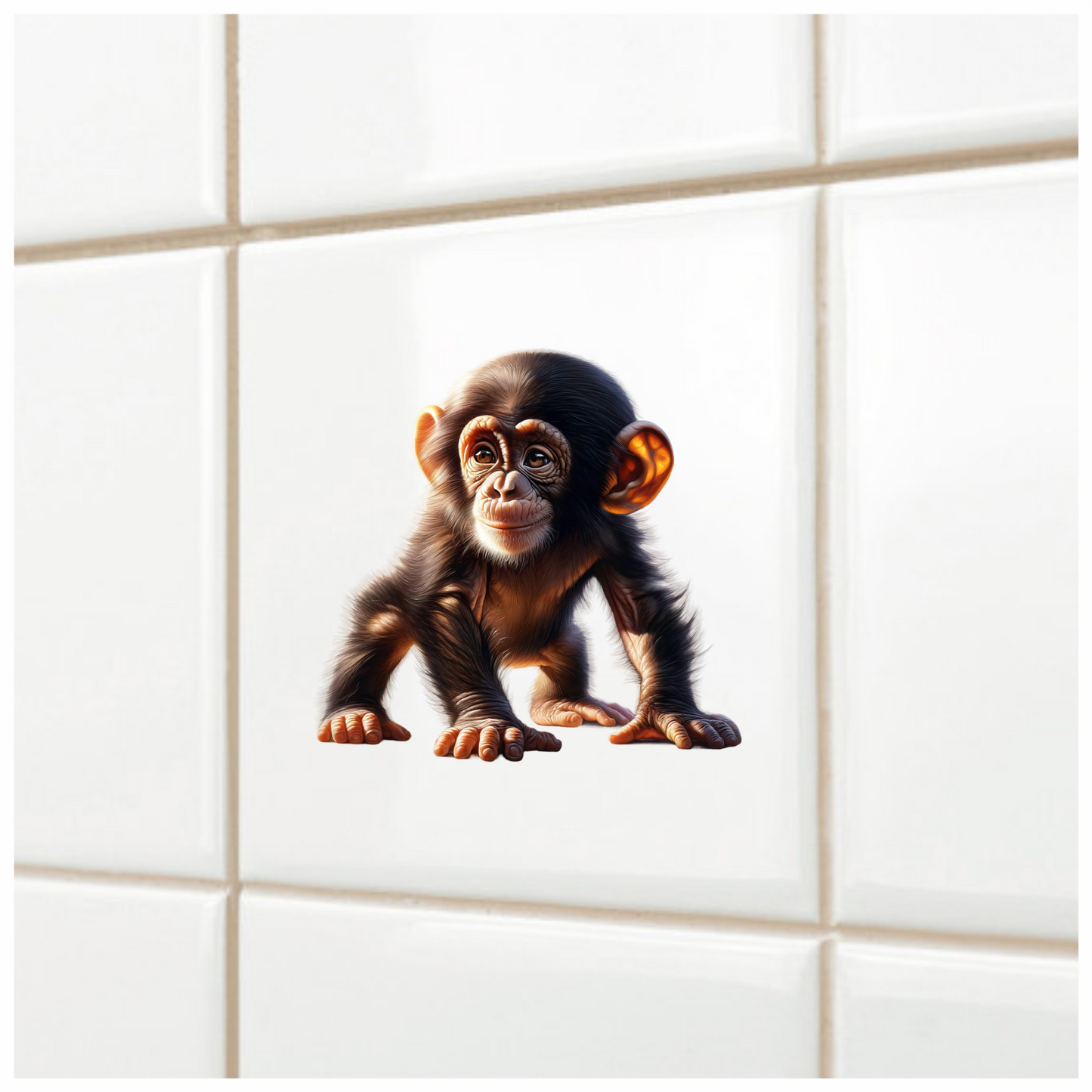 Chimpanzee Brown Fur Sitting Relaxed Vinyl Sticker Decal