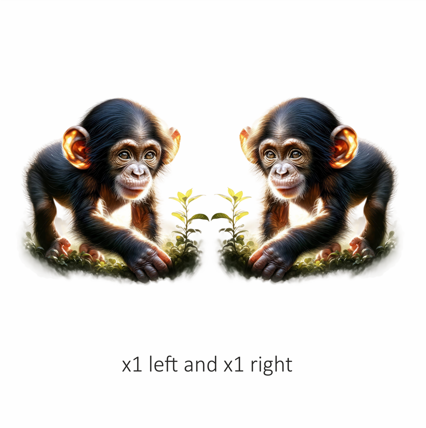 Chimpanzee Brown Green Leaves Forest Vinyl Sticker Decal