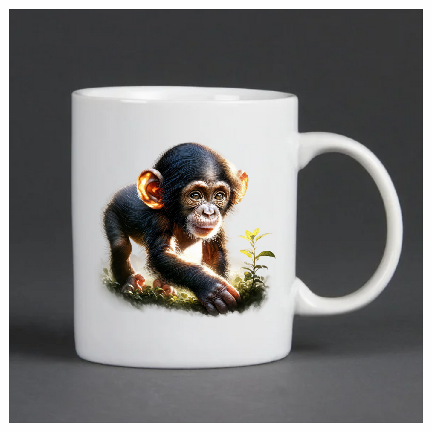 Chimpanzee Brown Green Leaves Forest Vinyl Sticker Decal