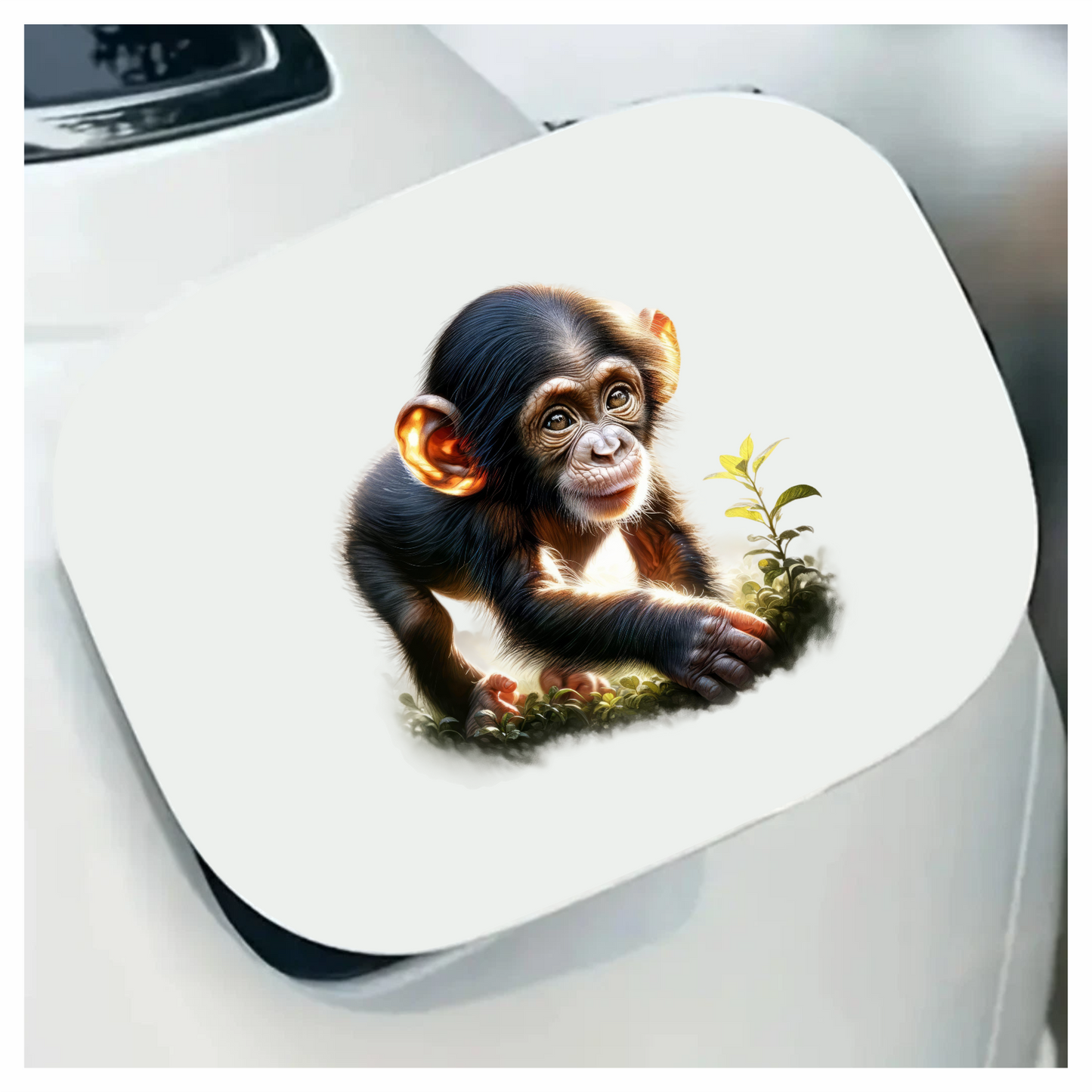 Chimpanzee Brown Green Leaves Forest Vinyl Sticker Decal
