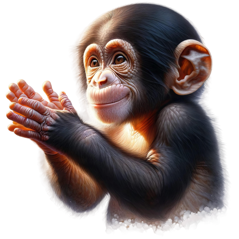 Chimpanzee Brown Clapping Baby Animal Vinyl Sticker Decal