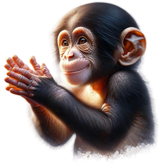 Chimpanzee Brown Clapping Baby Animal Vinyl Sticker Decal