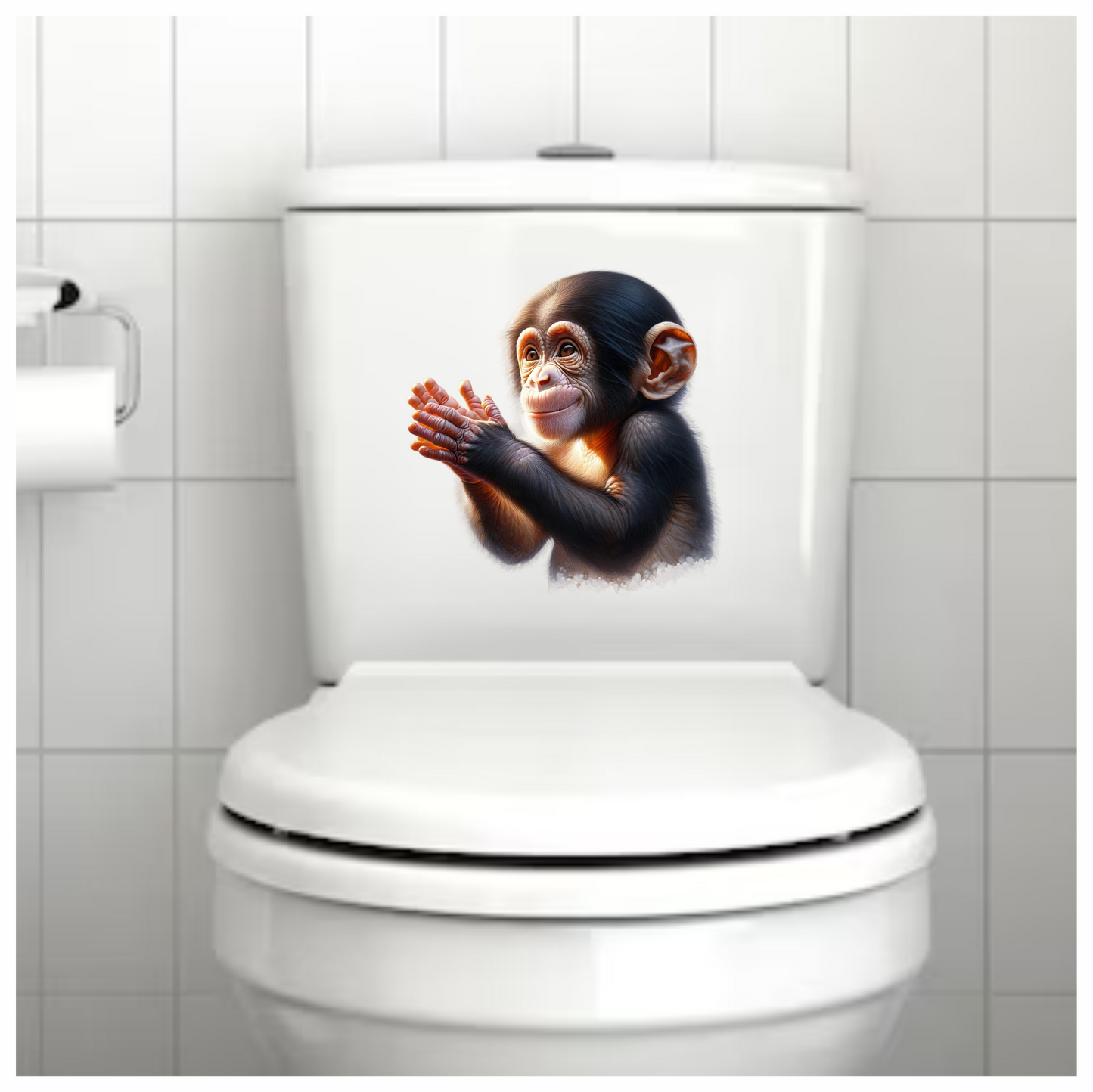 Chimpanzee Brown Clapping Baby Animal Vinyl Sticker Decal
