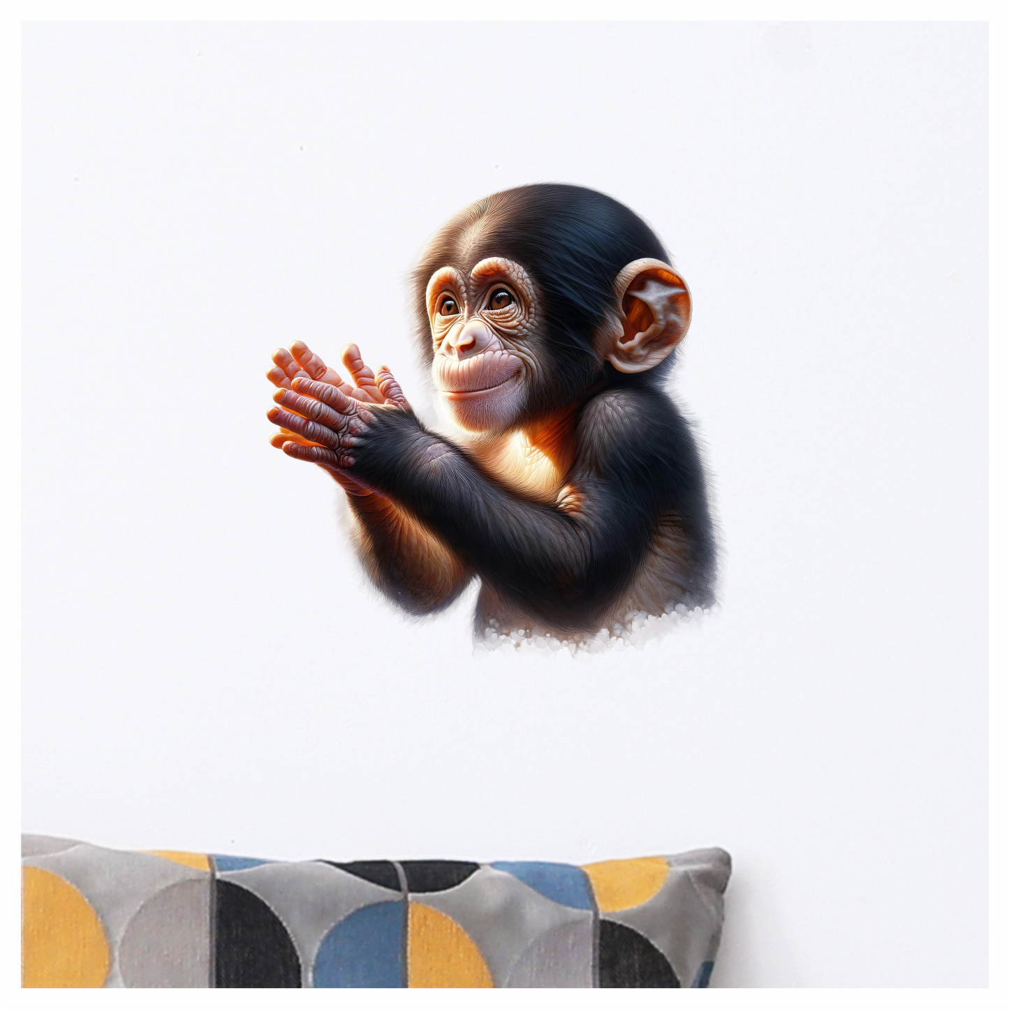 Chimpanzee Brown Clapping Baby Animal Vinyl Sticker Decal