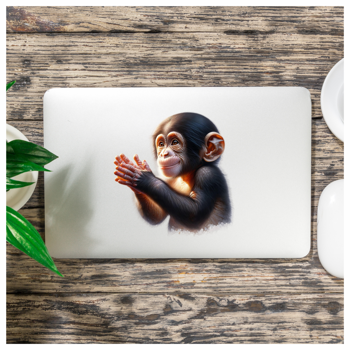 Chimpanzee Brown Clapping Baby Animal Vinyl Sticker Decal