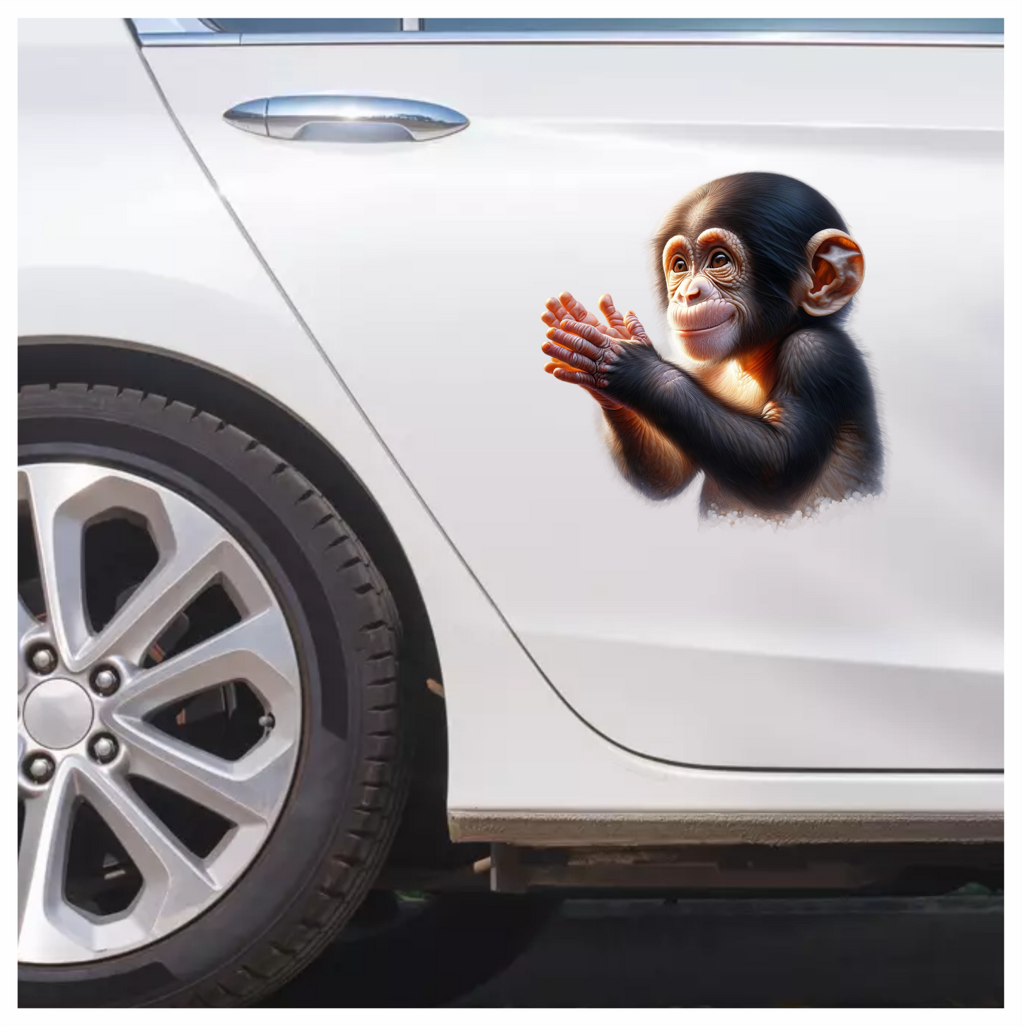 Chimpanzee Brown Clapping Baby Animal Vinyl Sticker Decal