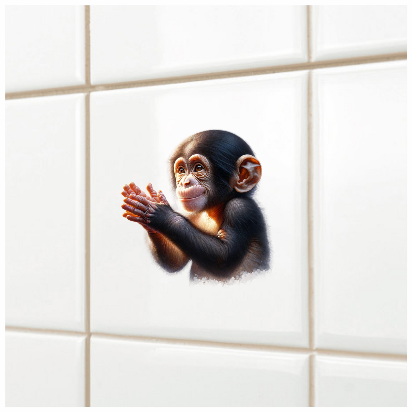 Chimpanzee Brown Clapping Baby Animal Vinyl Sticker Decal