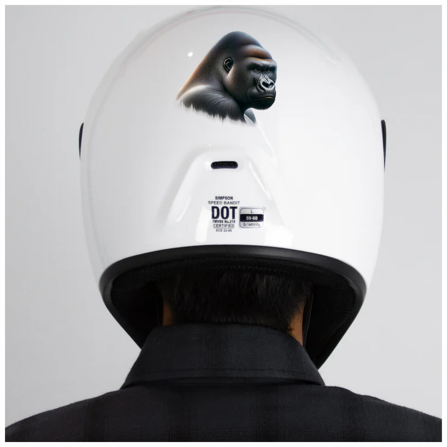 Gorilla Black Fur Face Vinyl Sticker Decal