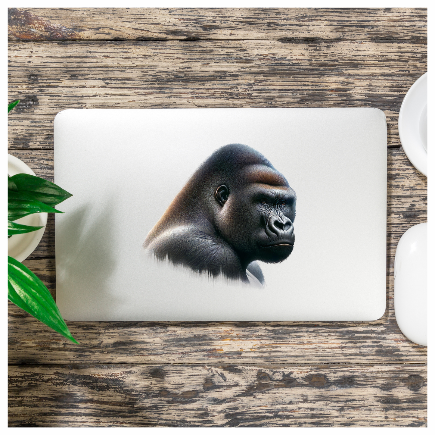 Gorilla Black Fur Face Vinyl Sticker Decal