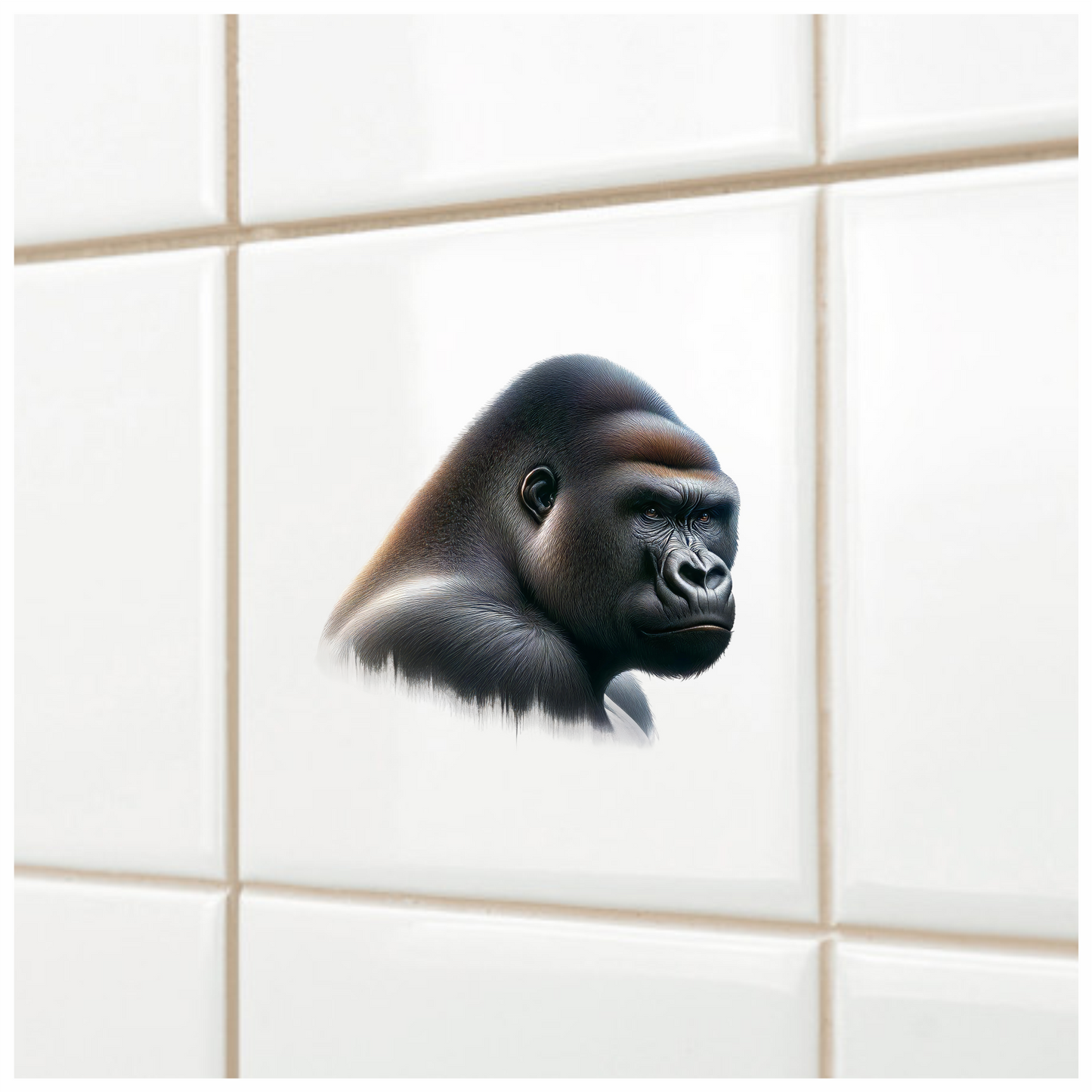Gorilla Black Fur Face Vinyl Sticker Decal