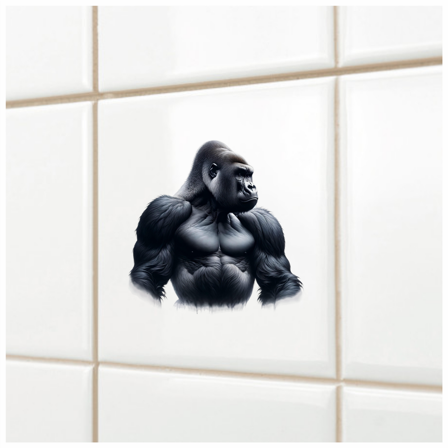Gorilla Black Strong Muscular Animal Vinyl Sticker Decal