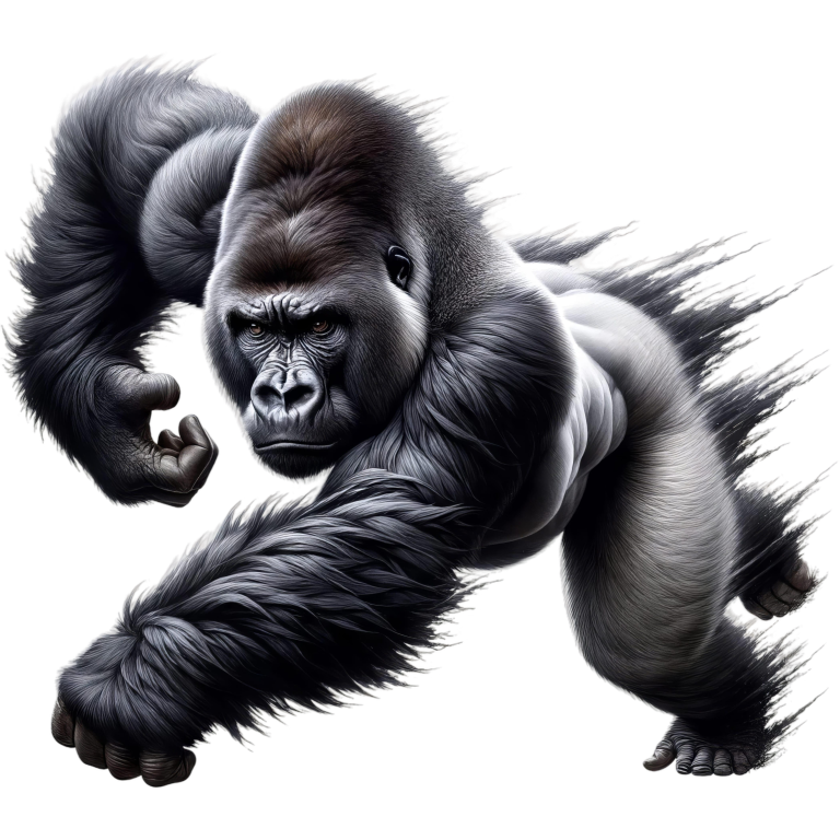 Gorilla Black Strong Muscular Running Action Vinyl Sticker Decal