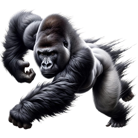 Gorilla Black Strong Muscular Running Action Vinyl Sticker Decal