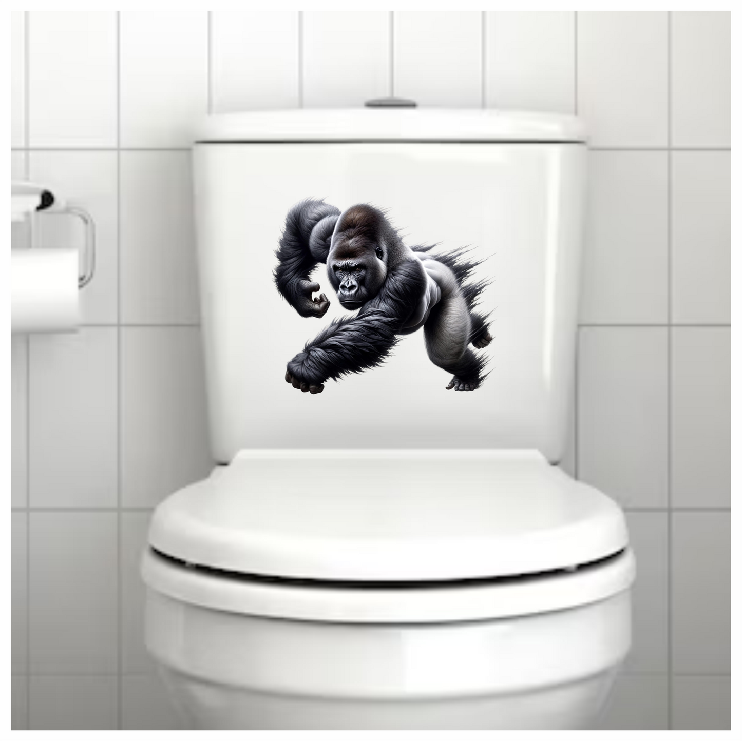 Gorilla Black Strong Muscular Running Action Vinyl Sticker Decal