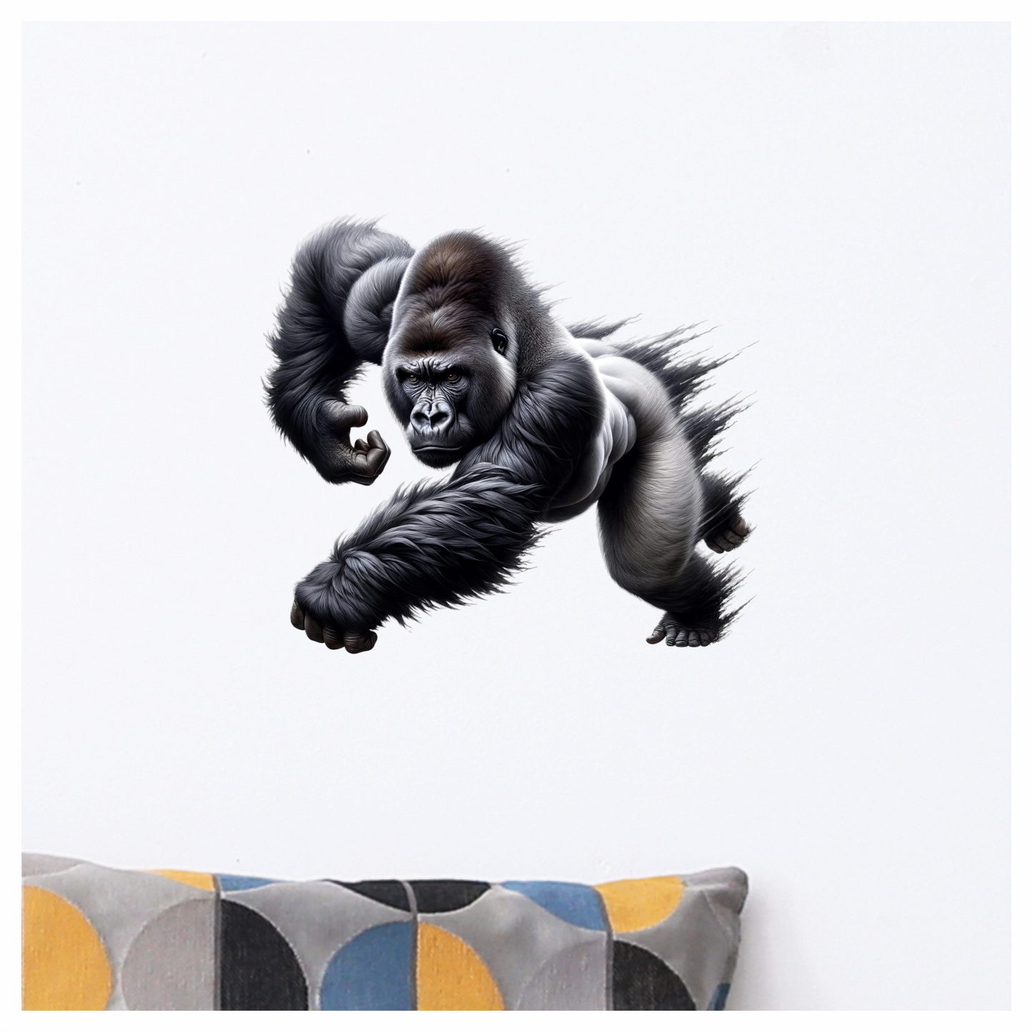 Gorilla Black Strong Muscular Running Action Vinyl Sticker Decal