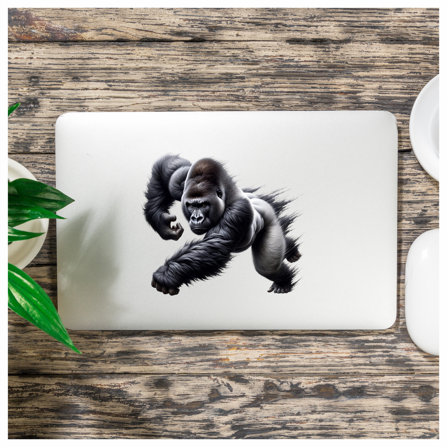 Gorilla Black Strong Muscular Running Action Vinyl Sticker Decal