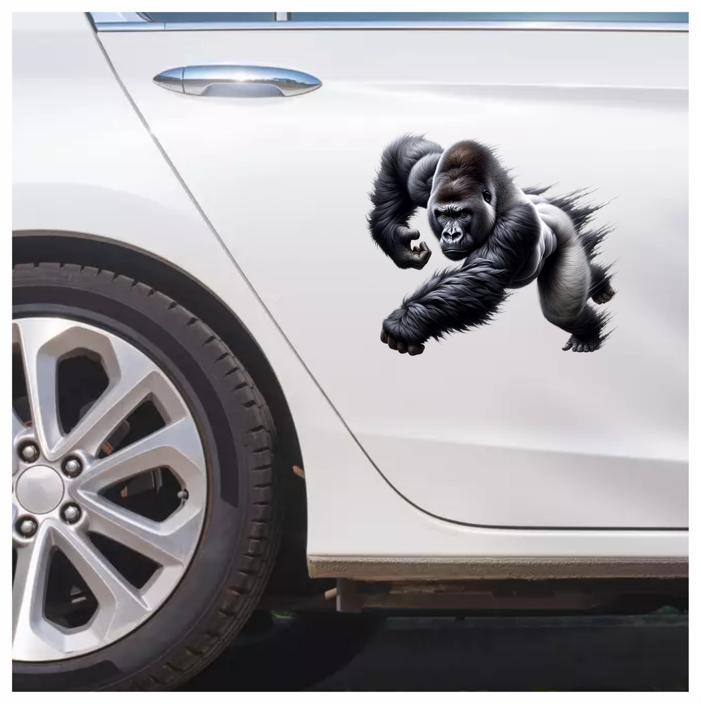 Gorilla Black Strong Muscular Running Action Vinyl Sticker Decal